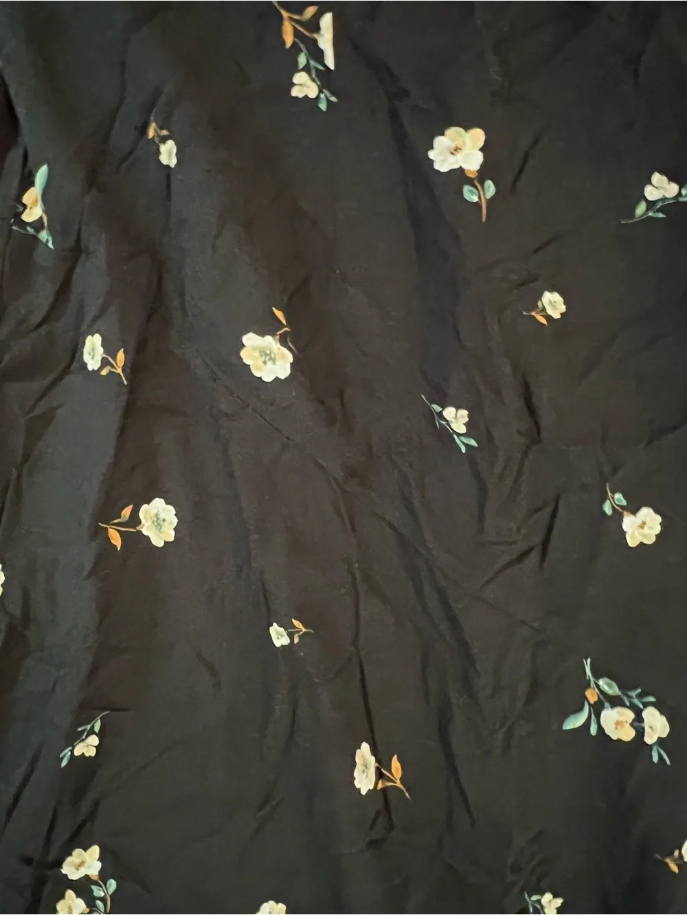 City Chic Black Midi Skirt with White & Green Floral Print